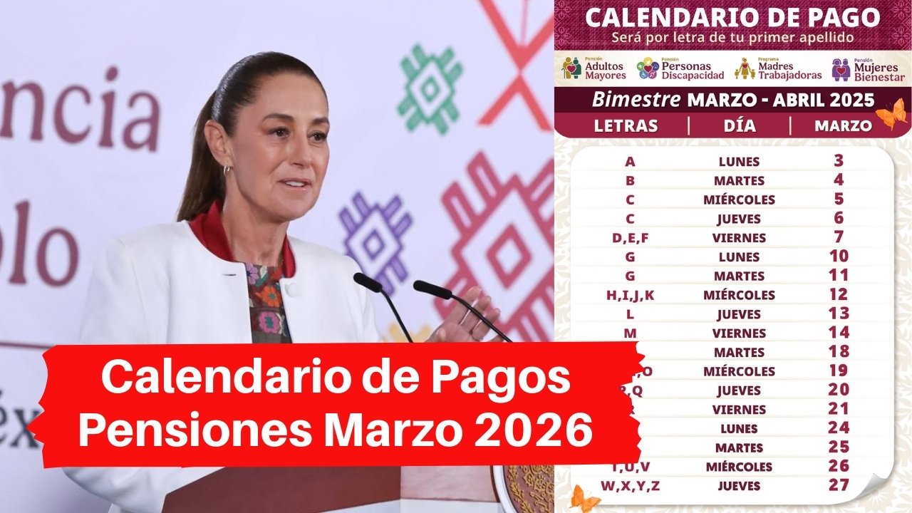 Calendario de Pagos Pensiones Marzo 2026: Fechas por Apellido, Montos y Bonos